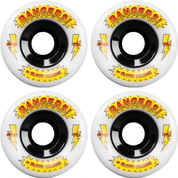 Blood Orange Bangers White Skateboard Wheels - 65mm 78a (Set of 4)