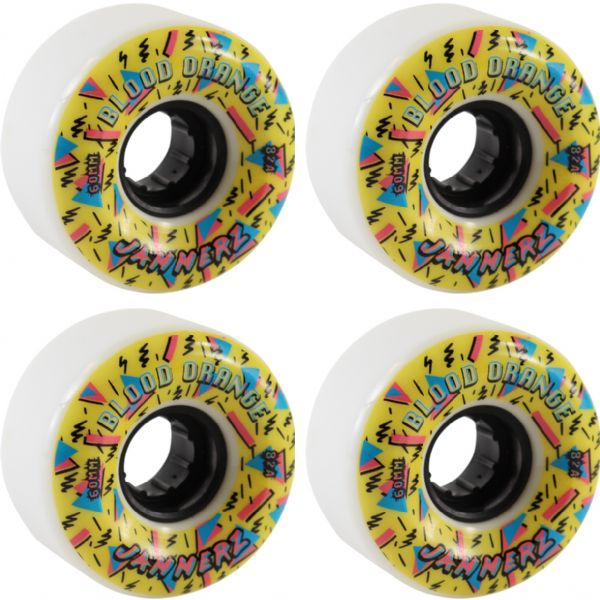 Blood Orange Jammers White / Yellow Skateboard Wheels - 60mm 82a (Set of 4)