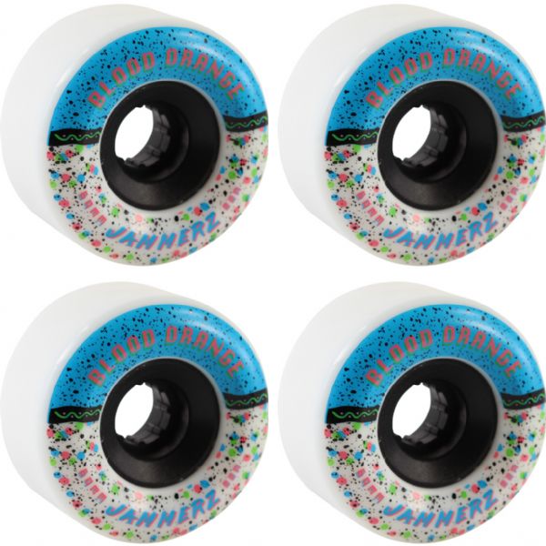 Blood Orange Jammers White / Blue Skateboard Wheels - 69mm 82a (Set of 4)