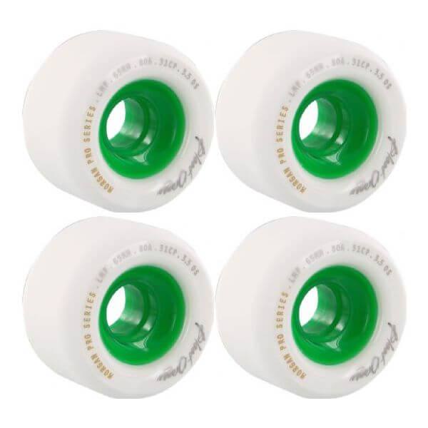 Blood Orange Liam Morgan Pro Series White / Green Skateboard Wheels - 65mm 80a (Set of 4)