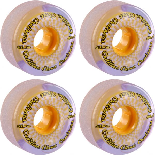 Cadillac Wheels Clout Cruisers Purple / Yellow Skateboard Wheels - 57mm 80a (Set of 4)