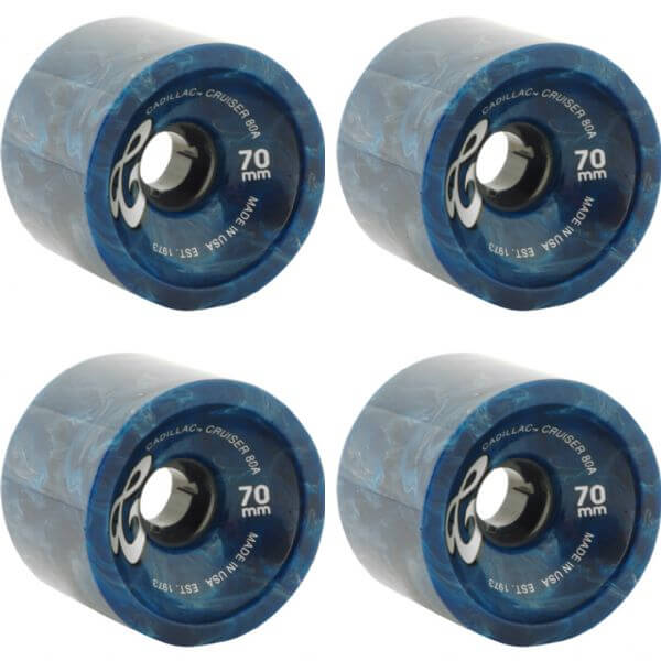 Cadillac Wheels Cruiser Blue Marble Skateboard Wheels - 70mm 80a (Set of 4)
