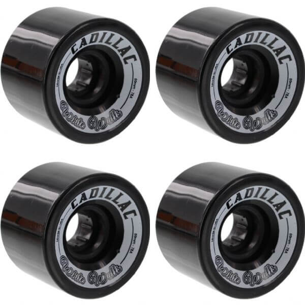 Cadillac Wheels White Walls Black Skateboard Wheels - 59mm 78a (Set of 4)