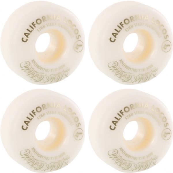 California Locos Irons White Skateboard Wheels - 52mm 99a (Set of 4)