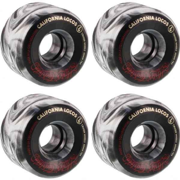 California Locos Swirl Ink Black Swirl Skateboard Wheels - 60mm 78a (Set of 4)