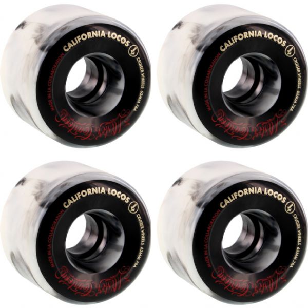 California Locos Swirl Ink Black Swirl Skateboard Wheels - 62mm 78a (Set of 4)