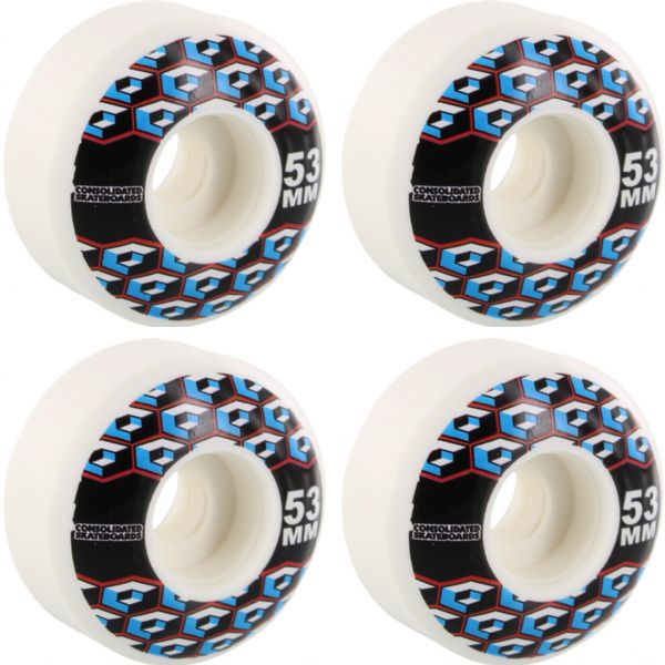 Consolidated Skateboards Cracked Cube White Skateboard Wheels - 53mm 99a (Set of 4)