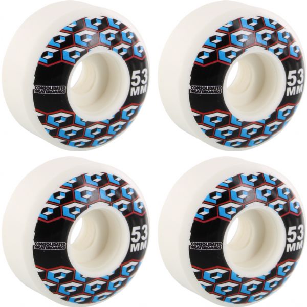Consolidated Skateboards Cracked Cube White Skateboard Wheels - 53mm 99a (Set of 4)