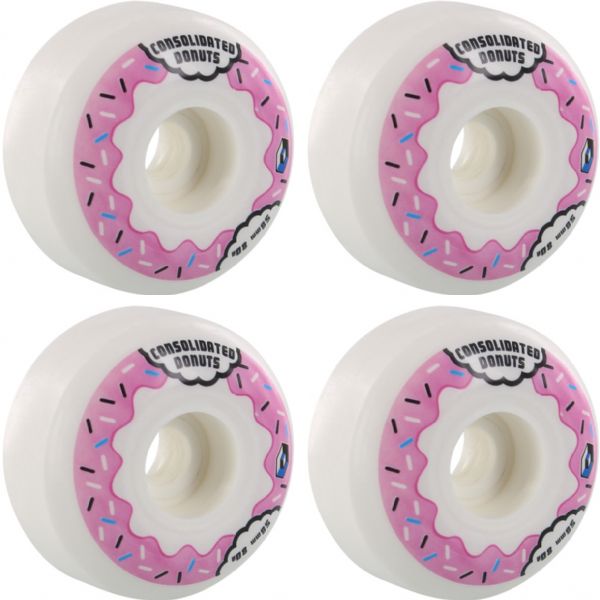 Consolidated Skateboards Donut Do It White Skateboard Wheels 58mm 80a