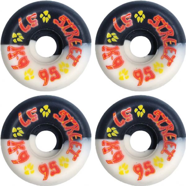 Dogtown Skateboards K-9 80's Street Black / White Split Skateboard Wheels - 57mm 95a (Set of 4)