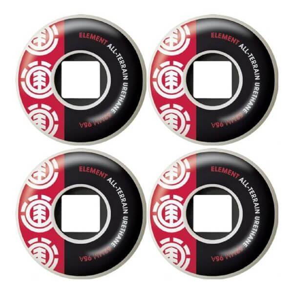 Element Skateboards Section Black / Red Skateboard Wheels - 52mm 95a (Set of 4)