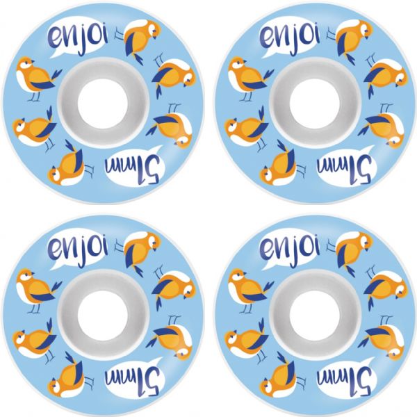 Enjoi Skateboards Early Bird White / Blue Skateboard Wheels - 51mm 99a (Set of 4)