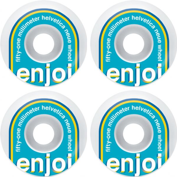 Enjoi Skateboards Helvetica Neue White / Blue Skateboard Wheels - 51mm 99a (Set of 4)