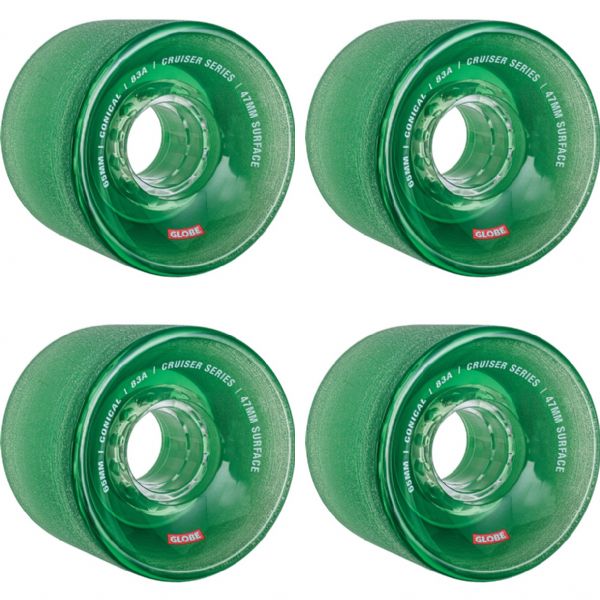 Globe Skateboards Conical Cruiser Clear Forest Green Skateboard Wheels - 65mm 83a (Set of 4)