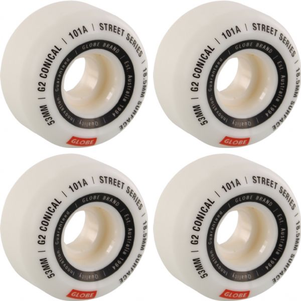 Globe Skateboards G2 Conical Street White / Essential Skateboard Wheels - 53mm 101a (Set of 4)