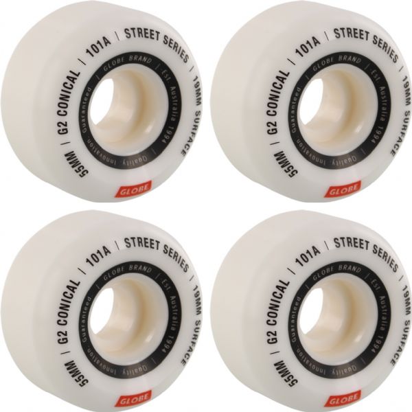 Globe Skateboards G2 Conical Street White / Essential Skateboard Wheels - 55mm 101a (Set of 4)
