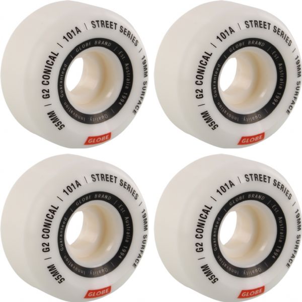 Globe Skateboards G2 Conical Street White / Essential Skateboard Wheels - 55mm 101a (Set of 4)