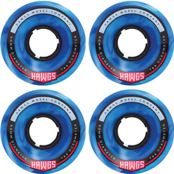 Hawgs Wheels Chubby Hawg Blue / White Swirl Skateboard Wheels - 60mm 78a (Set of 4)