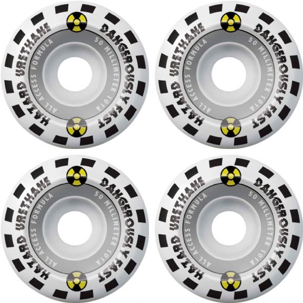 Hazard Wheels AA Emergency Conical White / Silver Skateboard Wheels - 50mm 101a (Set of 4)