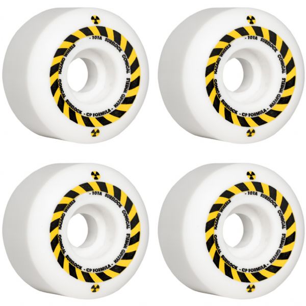 Hazard Wheels CP Formula Hazard Sign Radial White Skateboard Wheels - 54mm 101a (Set of 4)