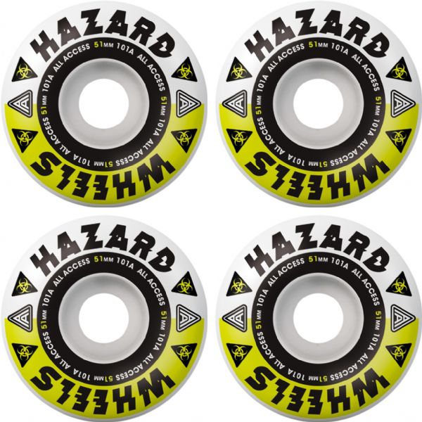 Hazard Wheels CP Formula Radial Melt White / Yellow Skateboard Wheels - 51mm 101a (Set of 4)