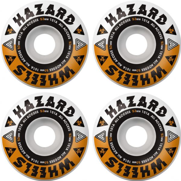 Hazard Wheels CP Formula Radial Melt White / Orange Skateboard Wheels - 53mm 101a (Set of 4)
