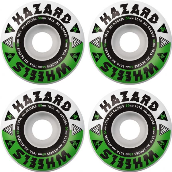 Hazard Wheels CP Formula Radial Melt White / Green Skateboard Wheels - 55mm 101a (Set of 4)