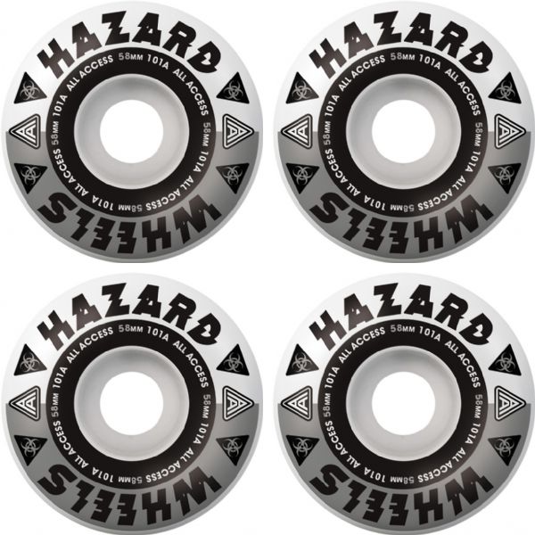 Hazard Wheels CP Formula Radial Melt White / Silver Skateboard Wheels - 58mm 101a (Set of 4)