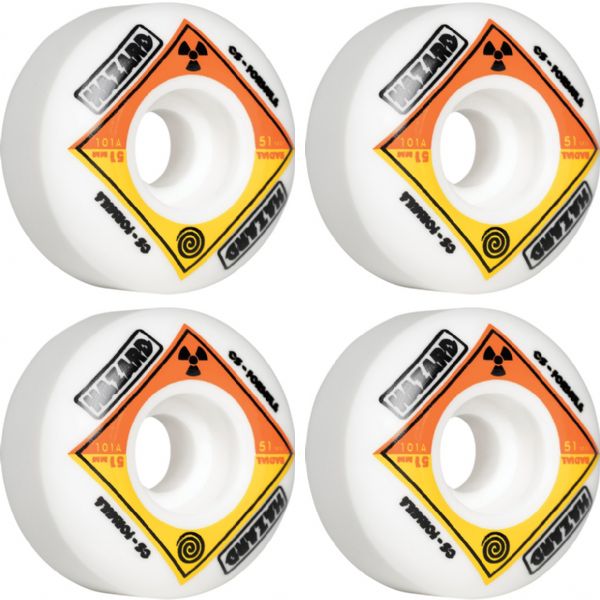 Hazard Wheels CS Formula Bio Radial White Skateboard Wheels - 51mm 101a (Set of 4)