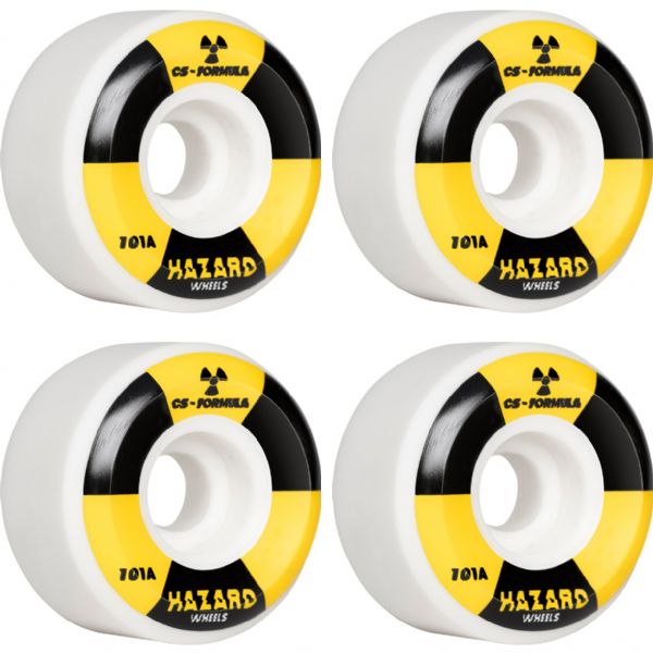 Hazard Wheels CS Formula Radio Active Conical White Skateboard Wheels - 52mm 101a (Set of 4)