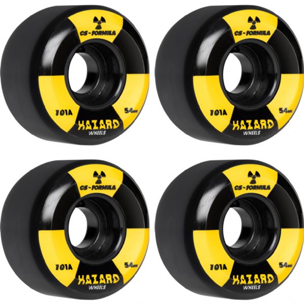 Hazard Wheels CS Formula Radio Active Conical Black Skateboard Wheels - 54mm 101a (Set of 4)