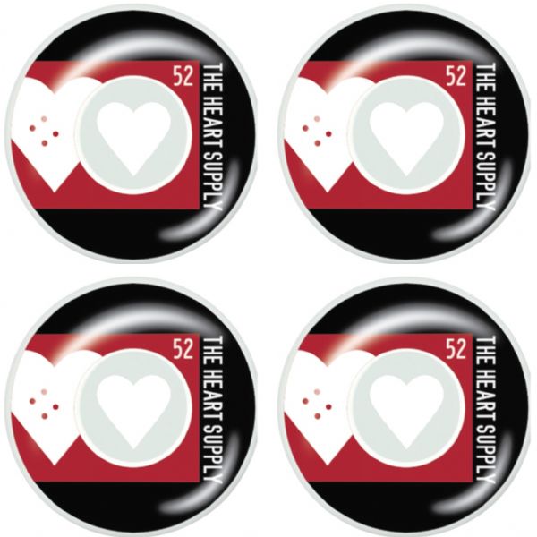 The Heart Supply Skateboards Even White / Red Skateboard Wheels - 52mm 99a (Set of 4)