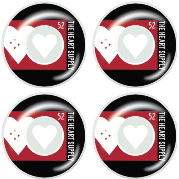 The Heart Supply Skateboards Even White / Red Skateboard Wheels - 52mm 99a (Set of 4)