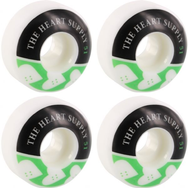 The Heart Supply Skateboards Squad White / Kelly Green Skateboard Wheels - 51mm 99a (Set of 4)
