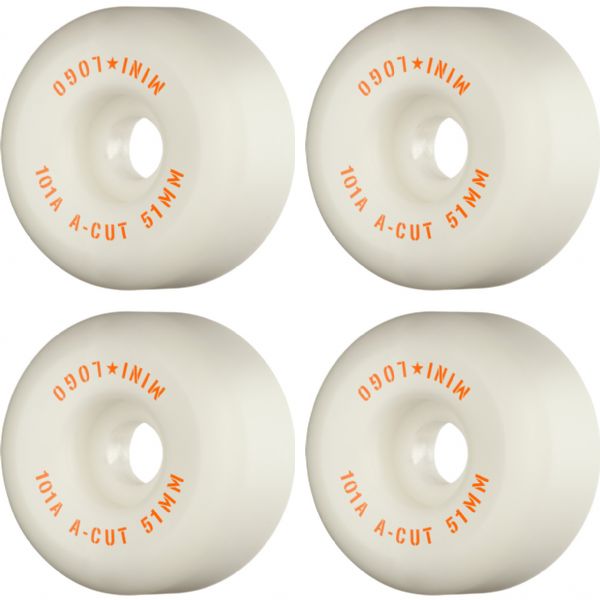 Mini Logo Skateboards A-Cut White Skateboard Wheels - 51mm 101a (Set of 4)