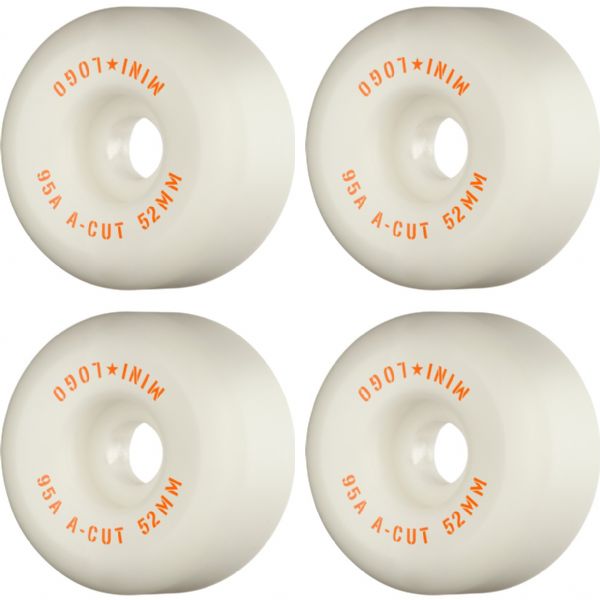 Mini Logo Skateboards A-Cut Hybrid White Skateboard Wheels - 52mm 95a (Set of 4)