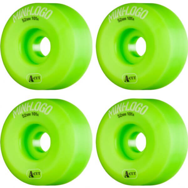 Mini Logo Skateboards A-Cut Green Skateboard Wheels - 52mm 101a (Set of 4)