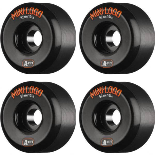 Mini Logo Skateboards A-Cut Black Skateboard Wheels - 52mm 101a (Set of 4)