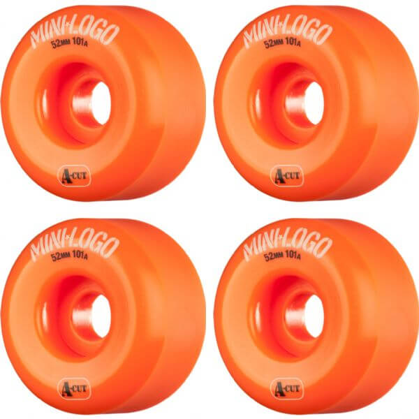 Mini Logo Skateboards A-Cut Orange Skateboard Wheels - 52mm 101a (Set of 4)