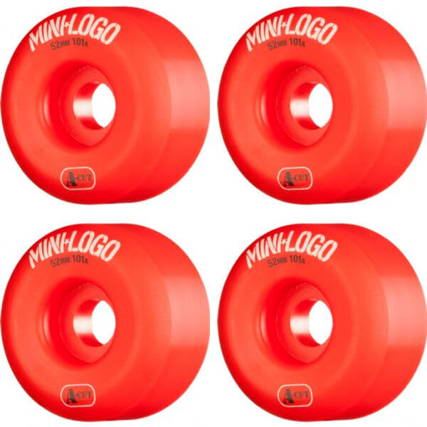 Mini Logo Skateboards A-Cut Red Skateboard Wheels - 52mm 101a (Set of 4)