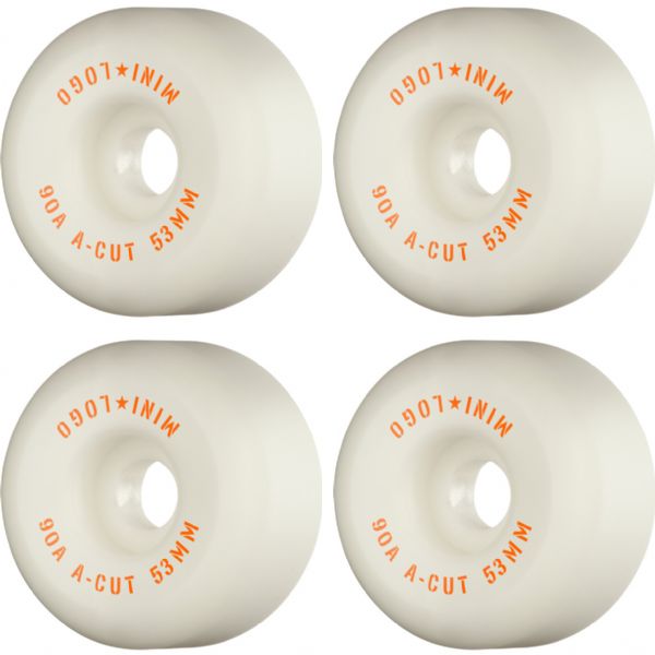 Mini Logo Skateboards A-Cut Hybrid White Skateboard Wheels - 53mm 90a (Set of 4)