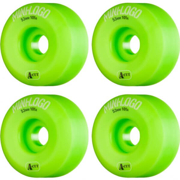 Mini Logo Skateboards A-Cut Green Skateboard Wheels - 53mm 101a (Set of 4)