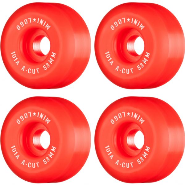 Mini Logo Skateboards A-Cut Red Skateboard Wheels - 53mm 101a (Set of 4)