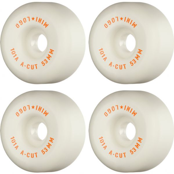 Mini Logo Skateboards A-Cut White Skateboard Wheels - 53mm 101a (Set of 4)