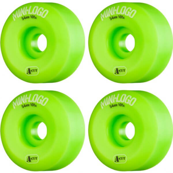 Mini Logo Skateboards A-Cut Green Skateboard Wheels - 54mm 101a (Set of 4)