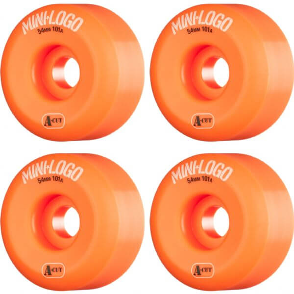 Mini Logo Skateboards A-Cut Orange Skateboard Wheels - 54mm 101a (Set of 4)