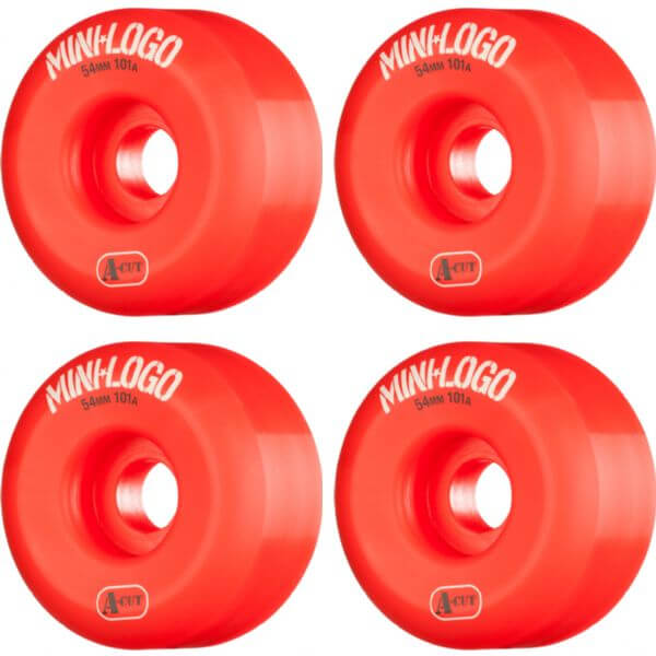 Mini Logo Skateboards A-Cut Red Skateboard Wheels - 54mm 101a (Set of 4)