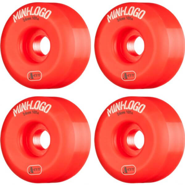 Mini Logo Skateboards A-Cut Red Skateboard Wheels - 54mm 101a (Set of 4)