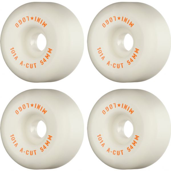 Mini Logo Skateboards A-Cut White Skateboard Wheels - 54mm 101a (Set of 4)