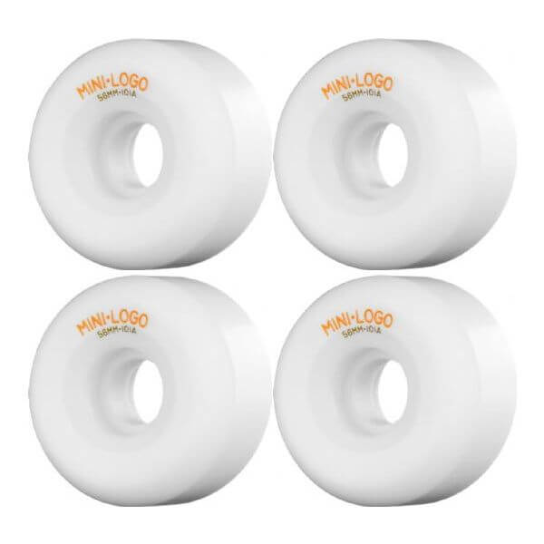 Mini Logo Skateboards A-Cut White Skateboard Wheels - 56mm 101a (Set of 4)